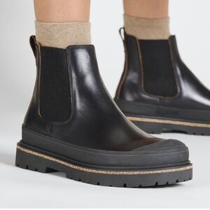 Birkenstock Prescott black leather boots slip on NWT